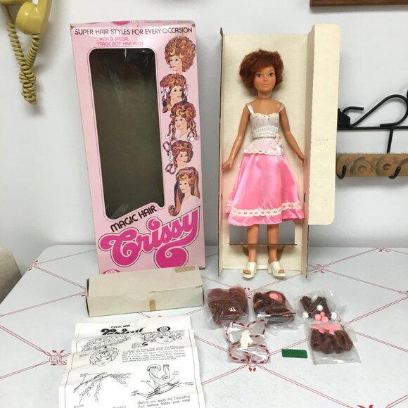 Vintage 1977 "Magic Hair Crissy" Doll - Complete in Box with Hair Pieces - Picture 2 of 14